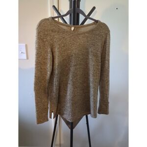 Pink Blush Heather Mocha Suede Elbow Patch Sleeve.  Sz M